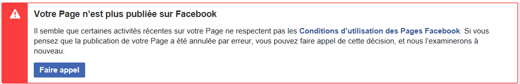 page facebook signalée_message